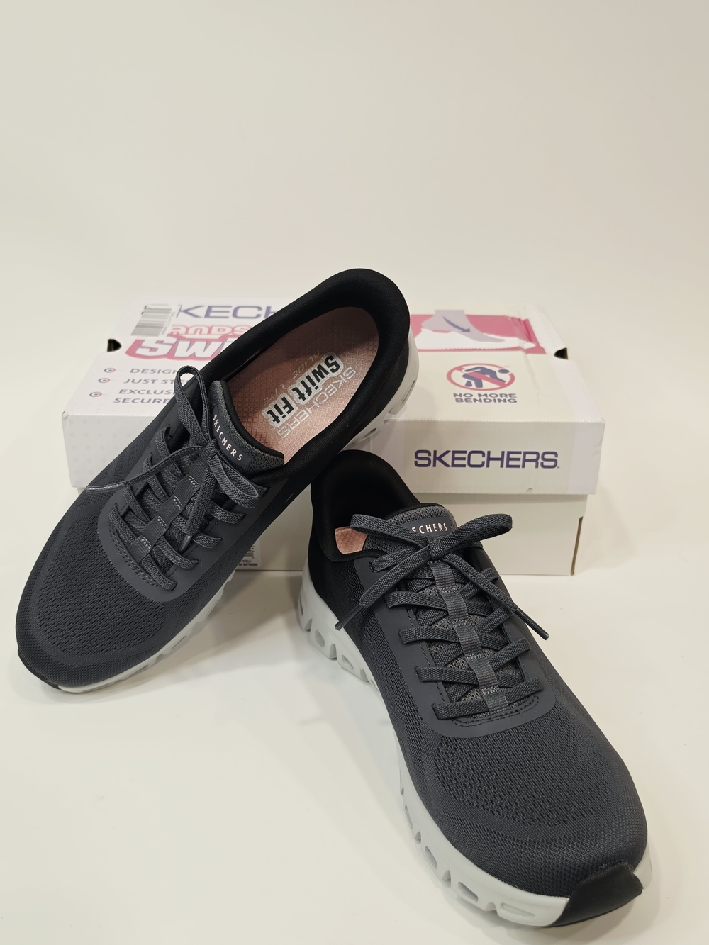 Skechers Women's Hands Free Swift Fit Grey And Black Slip-On Athletic Shoe